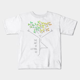 Autumn tree practicing yoga comic drawing Kids T-Shirt